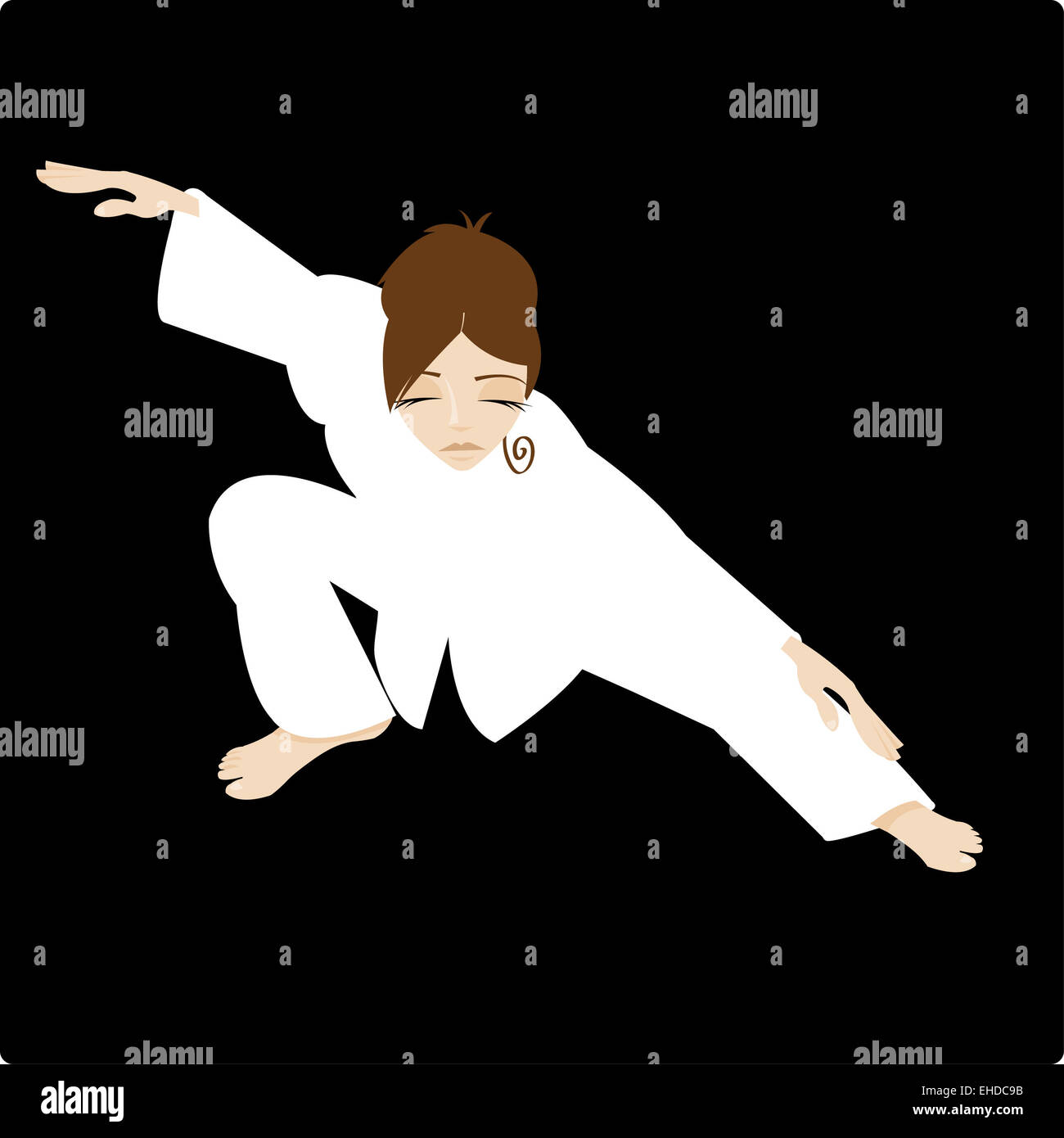 Tai Chi donna con il kimono bianco Foto Stock