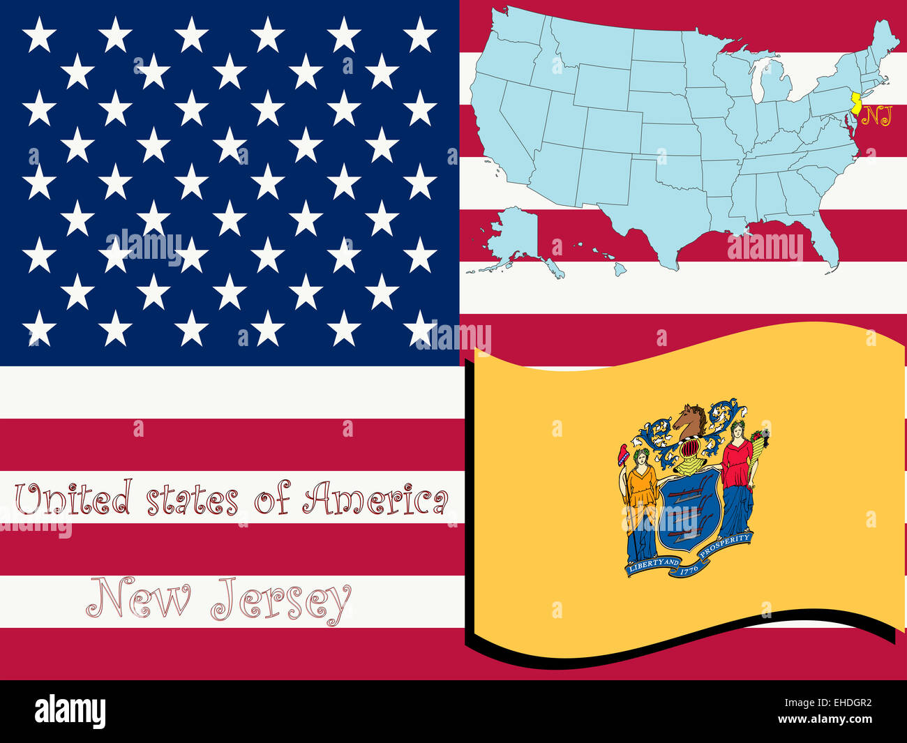 New Jersey illustrazione dello stato Foto Stock