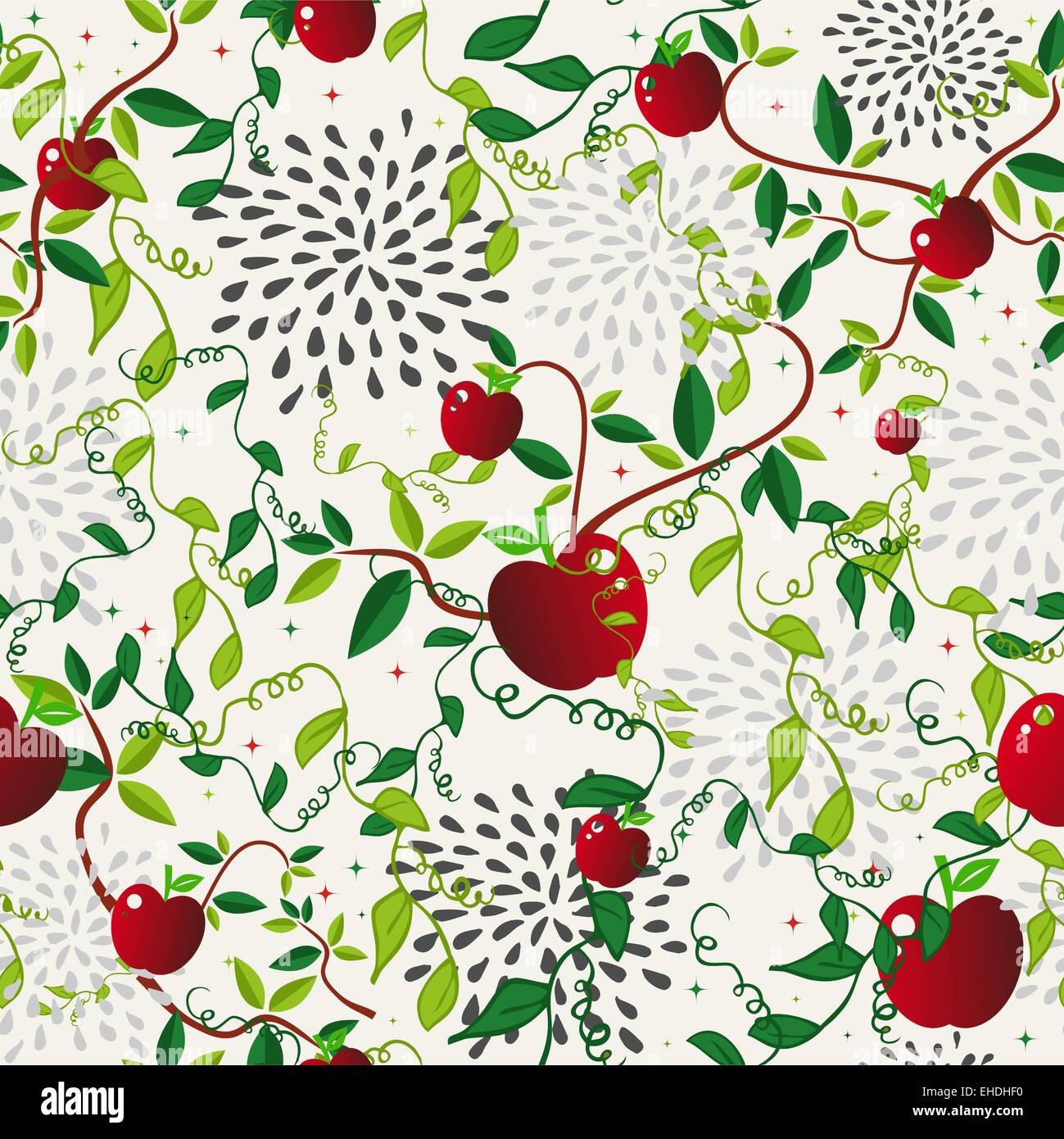 Rosso cibo apple perfetta illustrazione del modello. Ideale per menu, per la copertina del libro e tessuto. EPS10 file vettoriale. Illustrazione Vettoriale