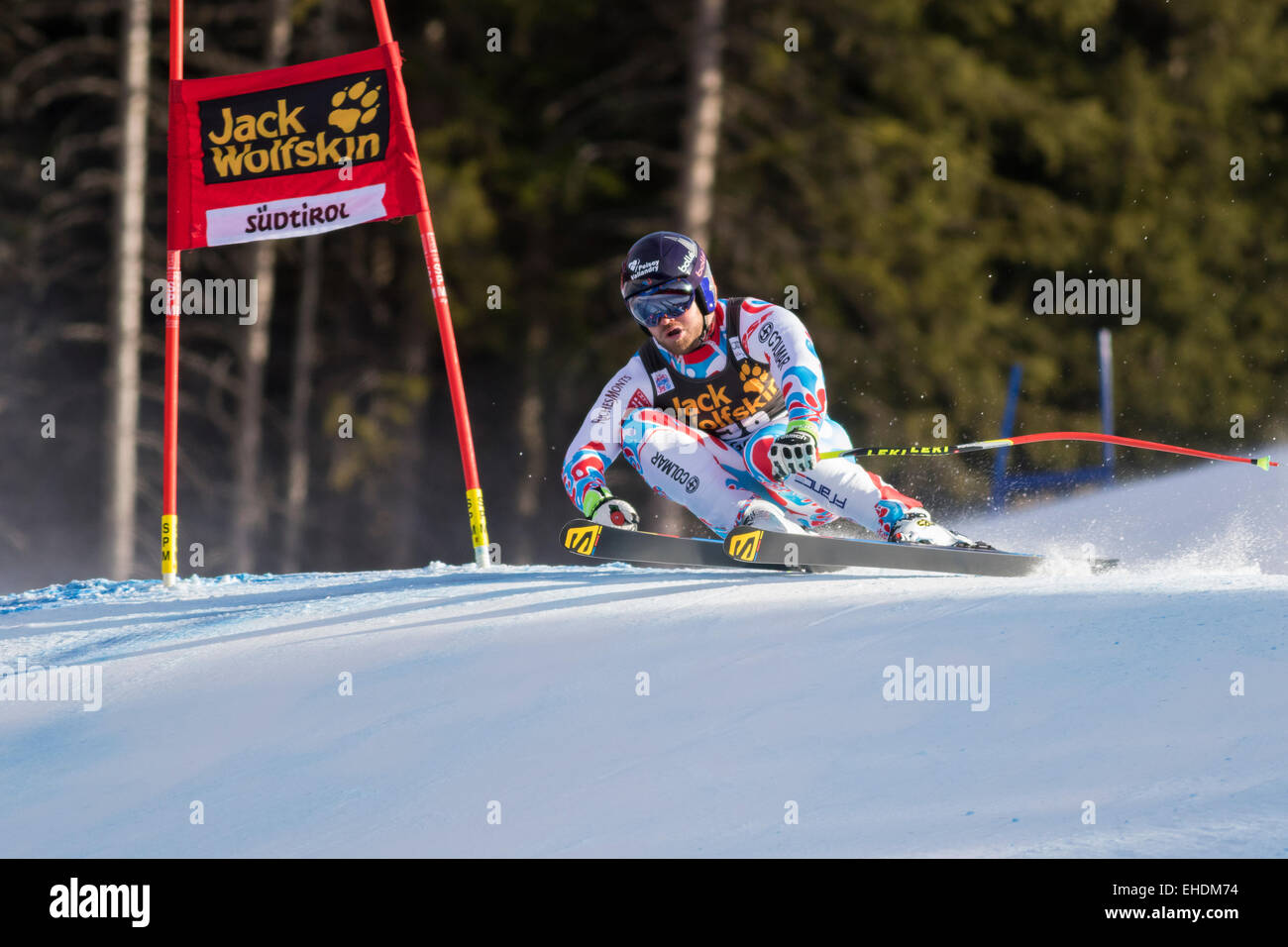 La Val Gardena, Italia il 20 dicembre 2014. David POISSON (Fra) a competere in Audi FIS Coppa del Mondo di Sci Alpino Super-G gara Foto Stock