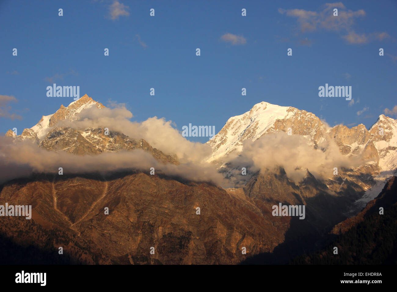 Kinnaur Kailash e montagne Jorkanden Foto Stock