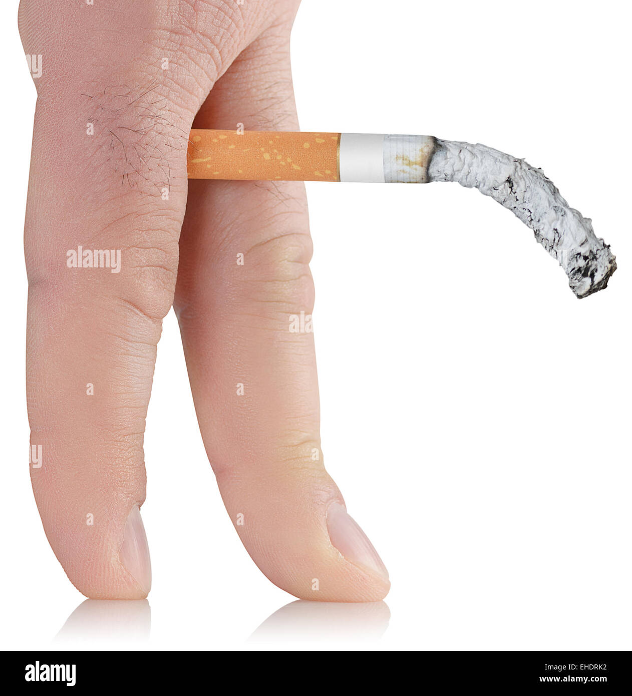 Fumato sigarette in le dita del concetto di causare impotenza fumatori Foto Stock