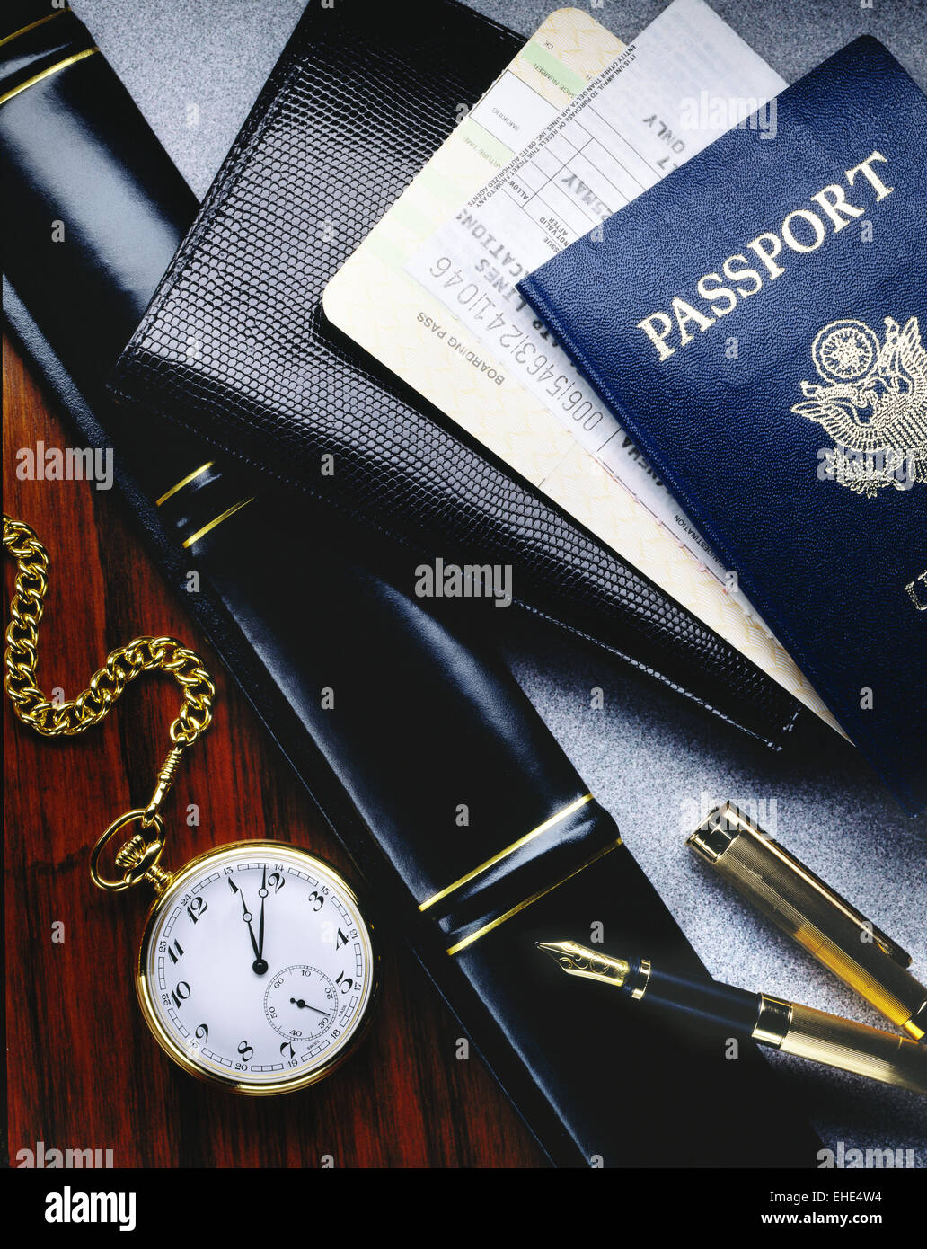 Biglietti aerei e del passaporto Foto Stock