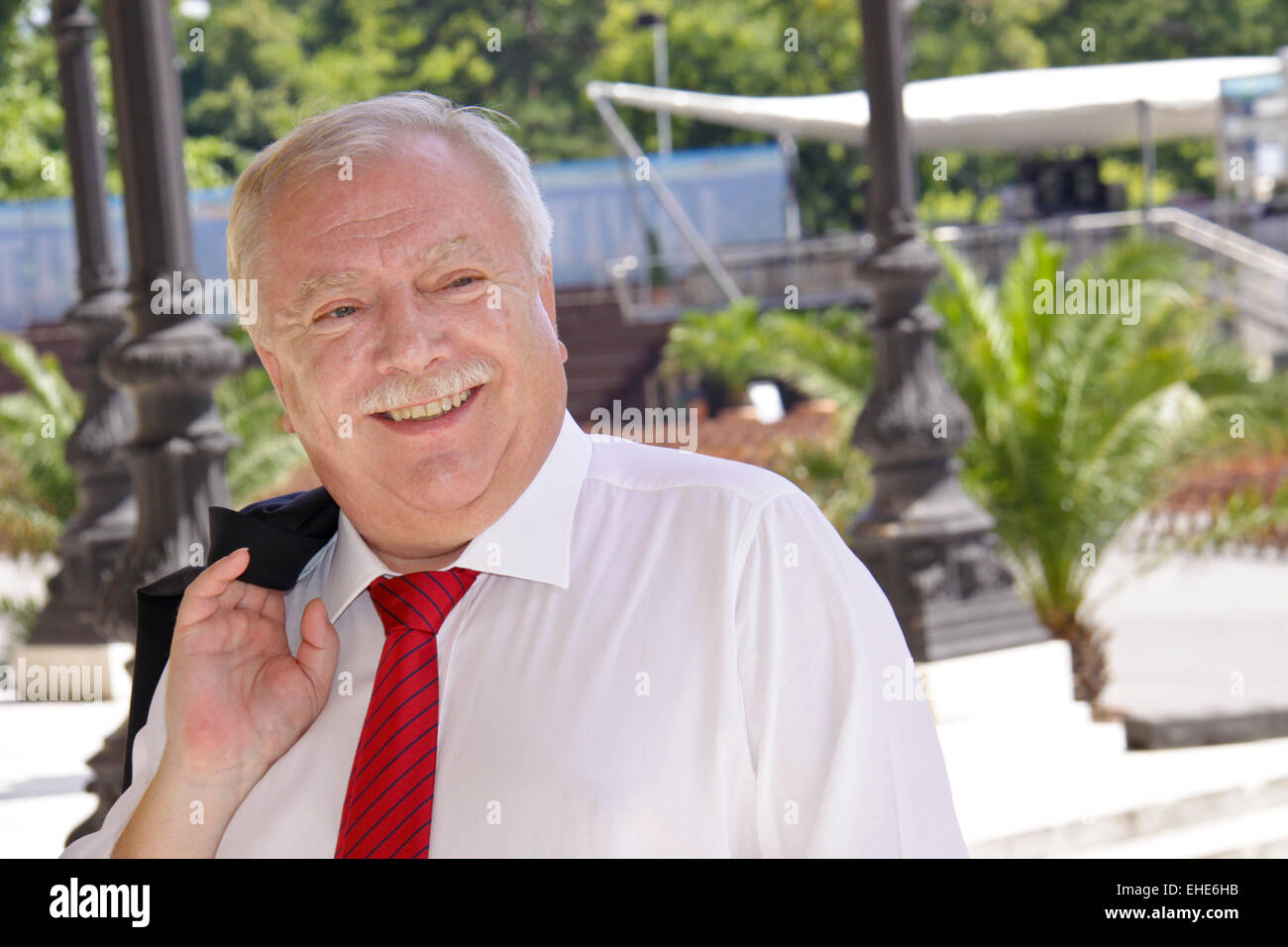 Il dott. Michael HÄUPL, Sindaco e governatore di Vienna, Austria davanti Piazza del Municipio di Vienna Foto Stock