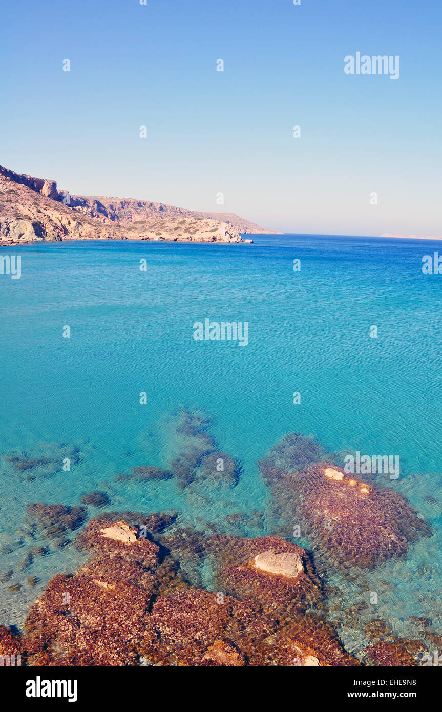 Vista fantastica della costa orientale di Creta Foto Stock