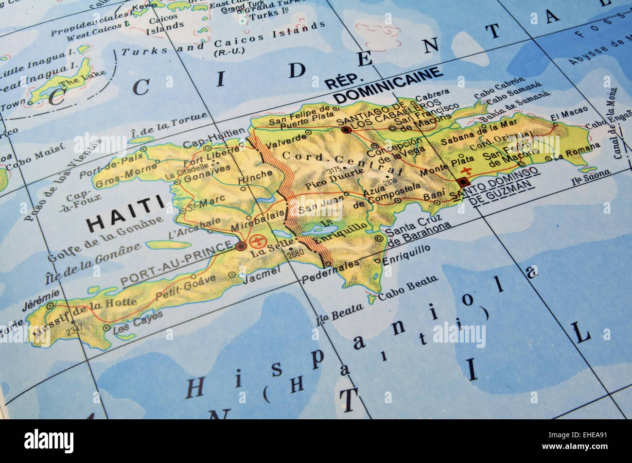 Mapa de republica dominicana y haiti immagini e fotografie stock ad
