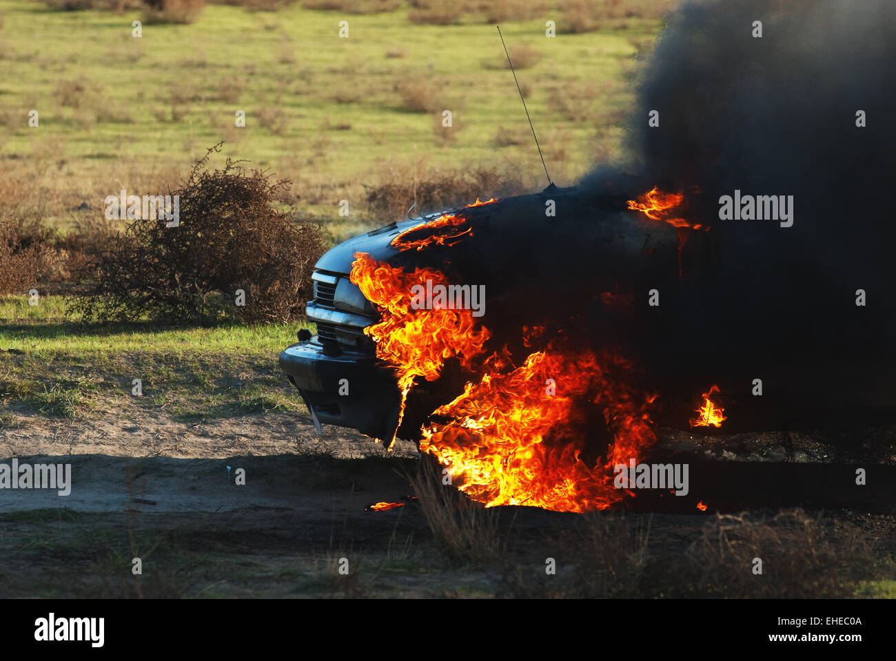 Incendio auto Foto Stock