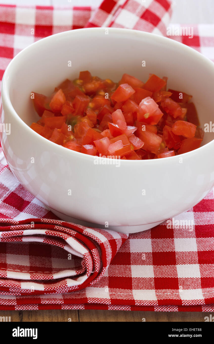 Gehackte Tomaten Foto Stock