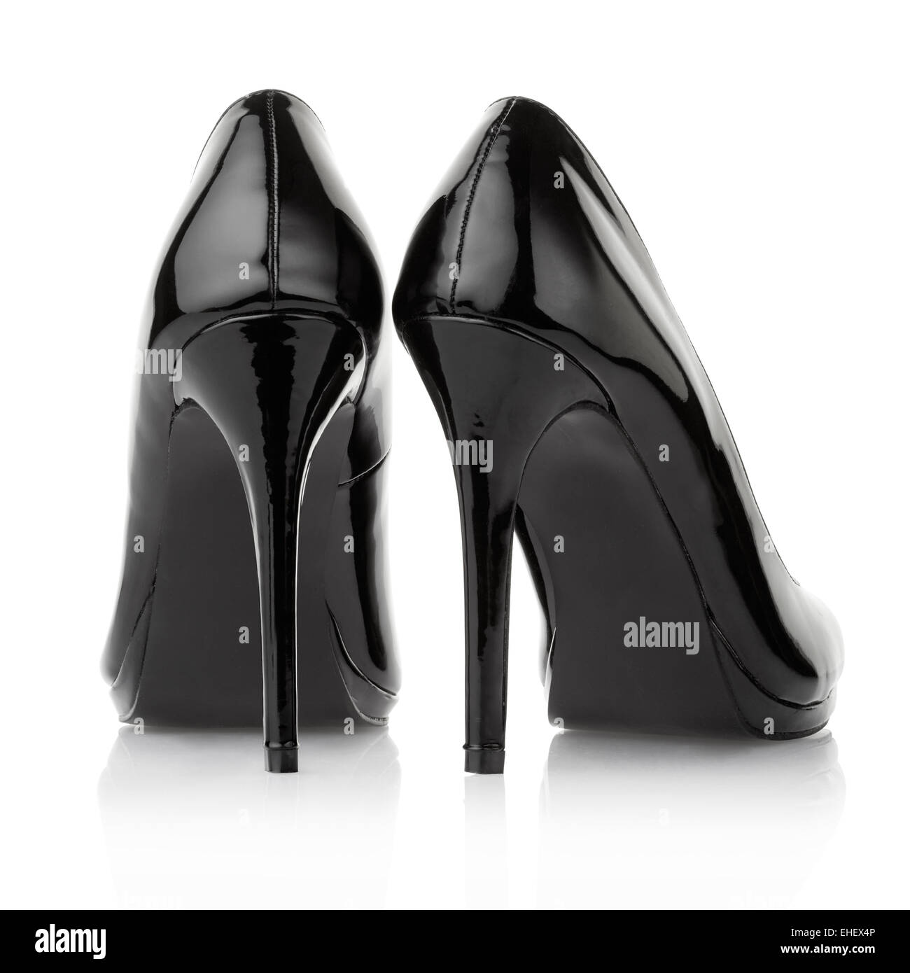Nero scarpe per donna, vista posteriore Foto Stock
