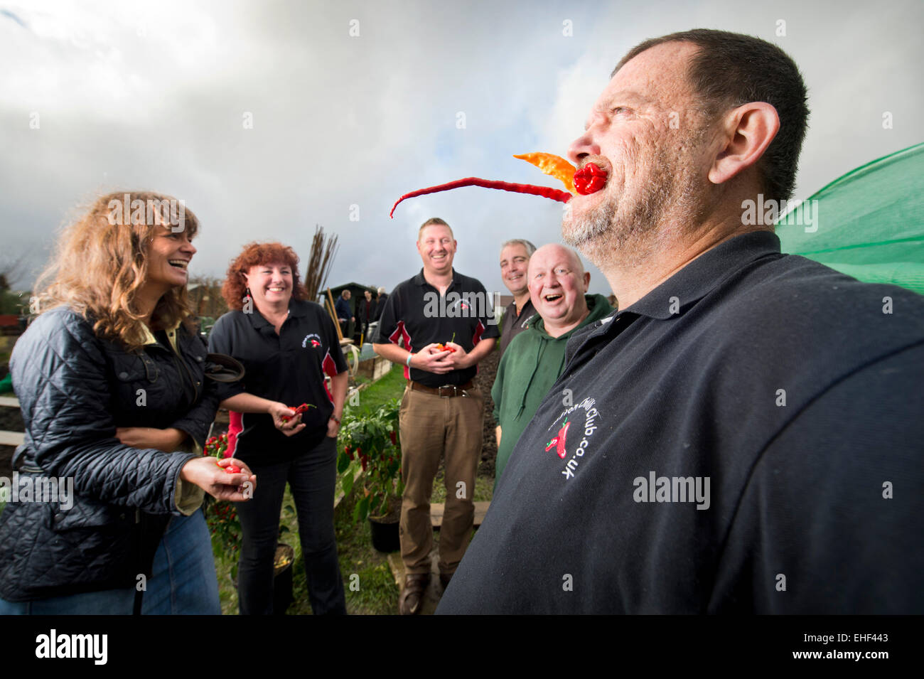 I membri di The Clifton Chili Club da Bristol incontro presso le assegnazioni Dovercourt REGNO UNITO Foto Stock