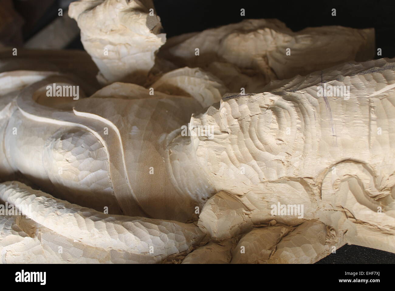 Primo intaglio del legno del signore Vishnu Foto Stock