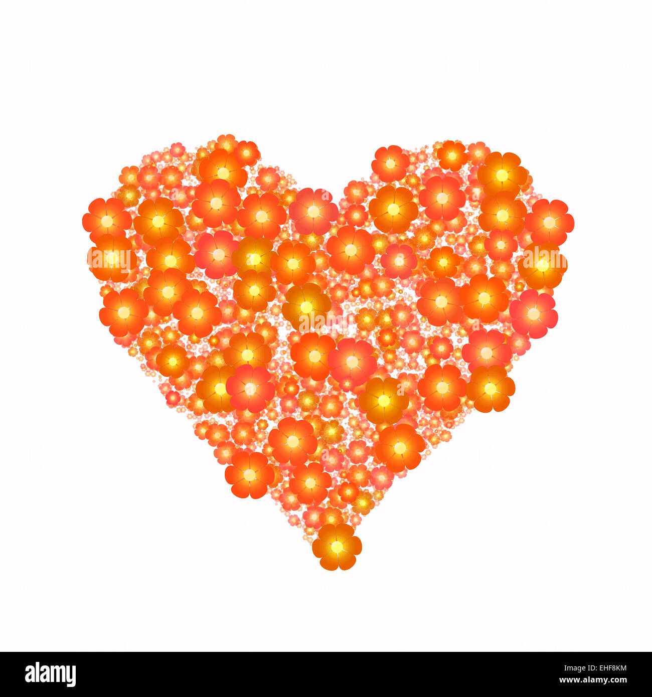 Arancio brillante fiori a forma di cuore Foto Stock