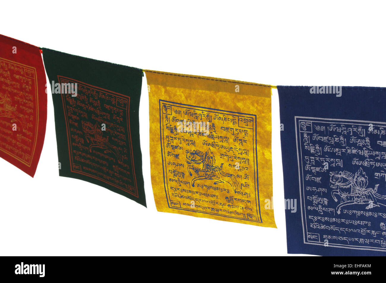 Preghiera tibetano bandiere colorate Foto Stock