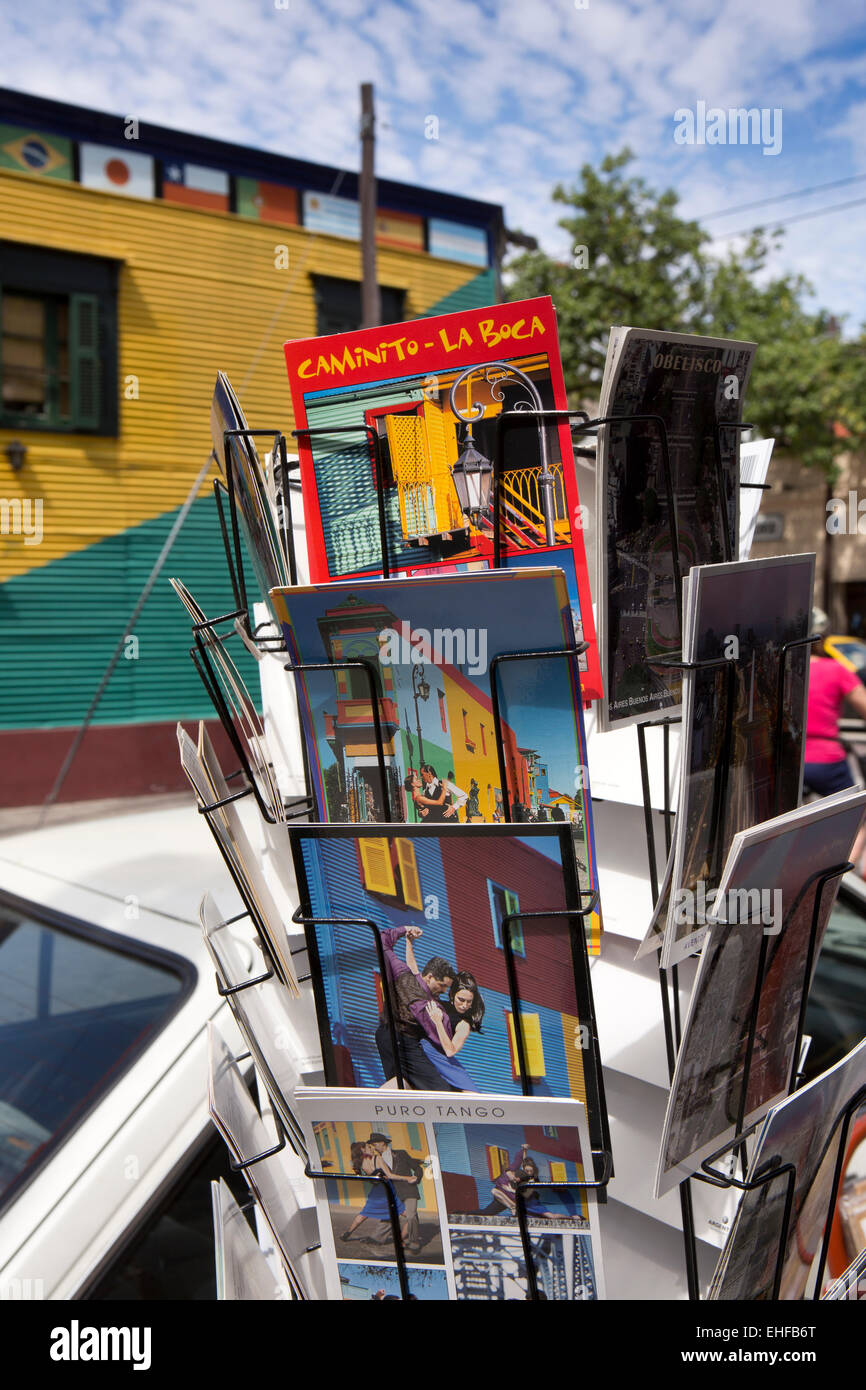 Argentina, Buenos Aires, La Boca, cartoline colorate per la vendita Foto Stock