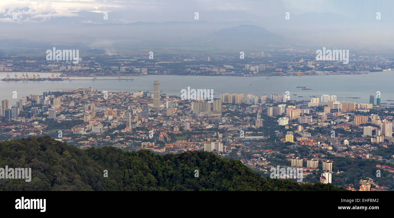 George Town Penang Malaysia antenna vista panoramica dal Colle Penang Panorama Foto Stock