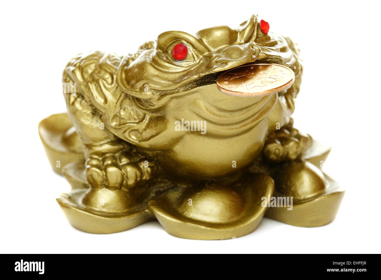 Il Feng Shui rana seduta sul denaro. Foto Stock