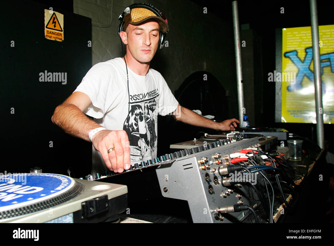 Damian Lazarus sul XFM stage presso la croce TDK Festival centrale di Londra. Foto Stock