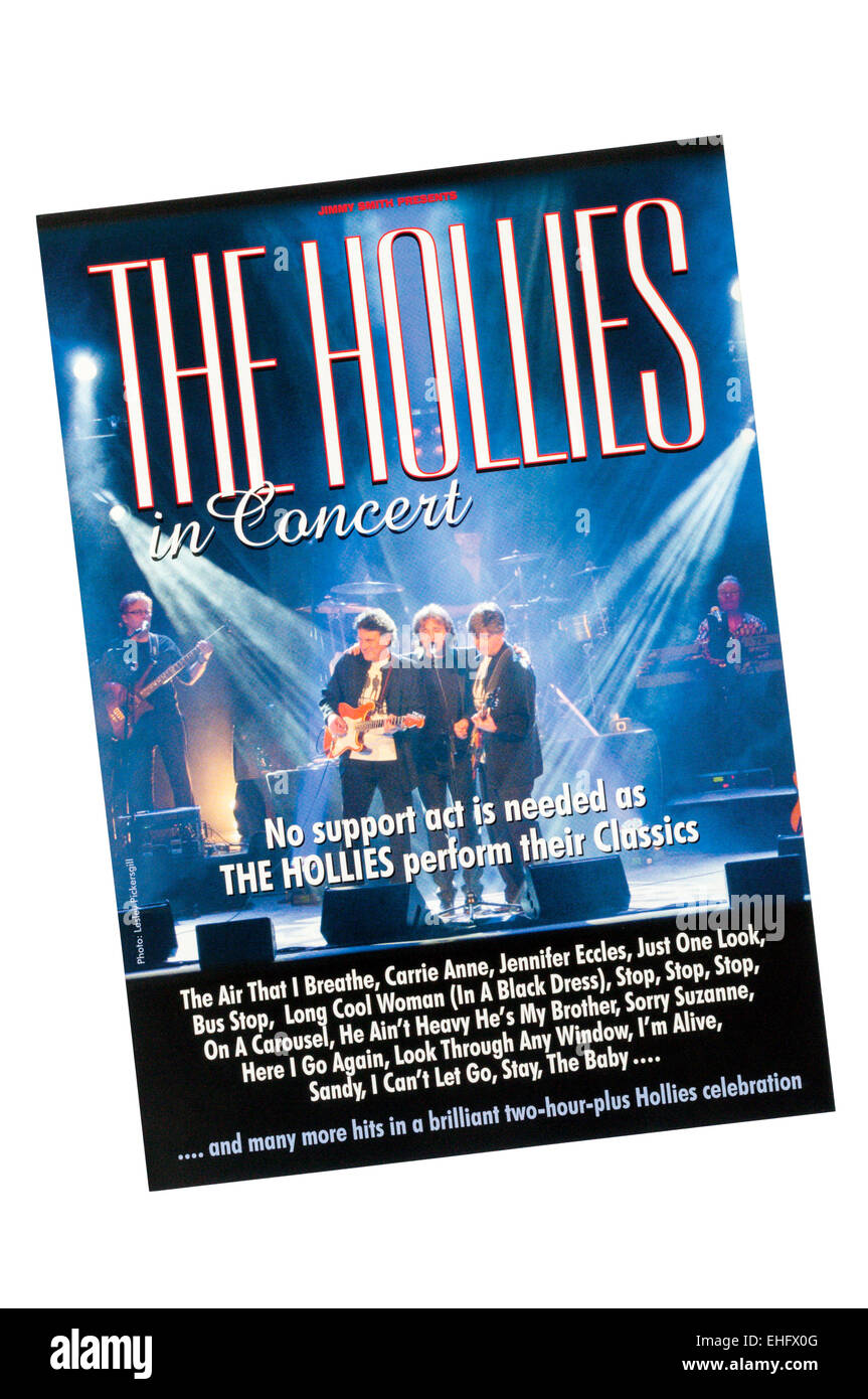 Volantino promozionale per il 2015 aspetto del Hollies. Foto Stock