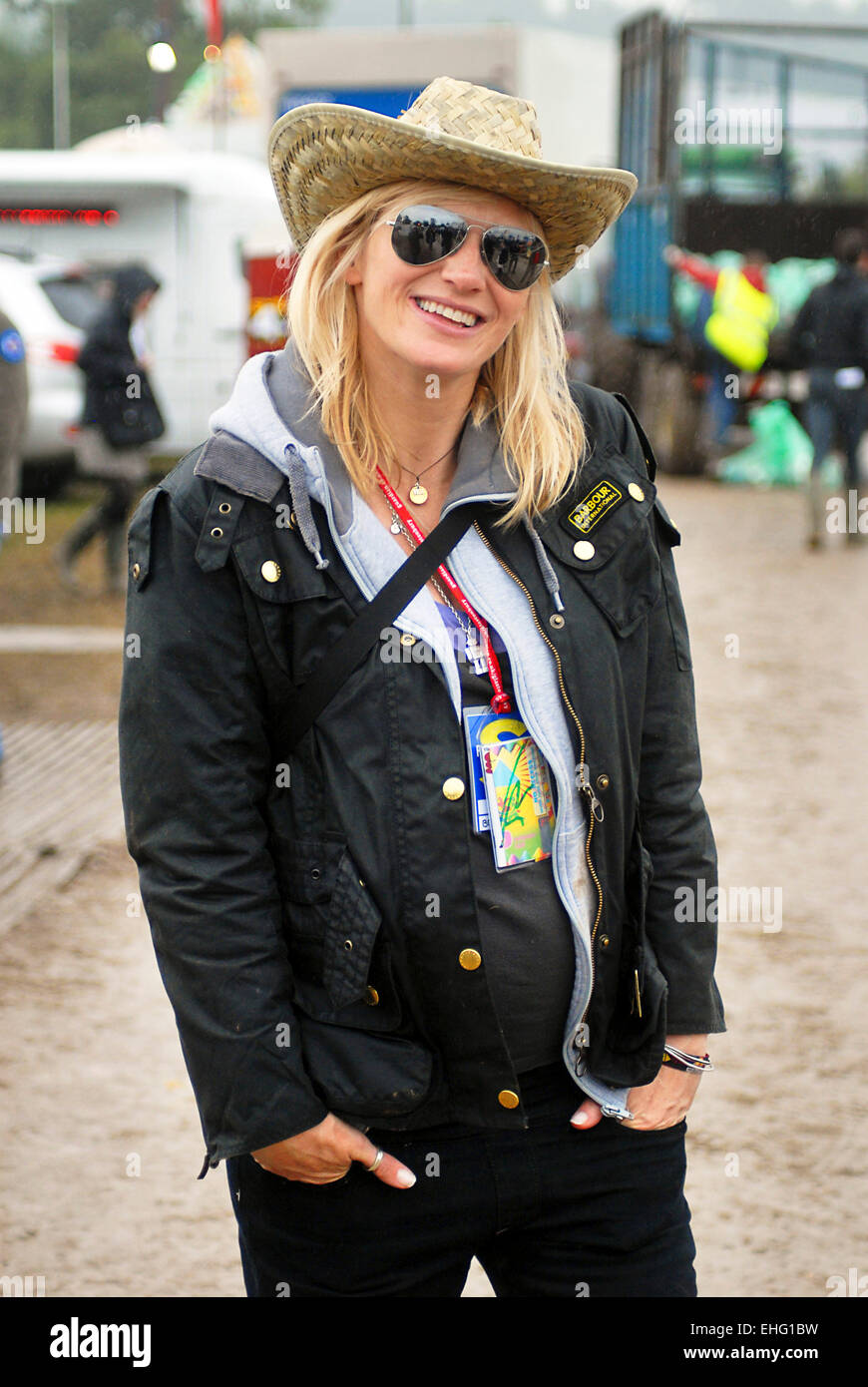 Jo Whiley al Glastonbury festival 2008. Foto Stock