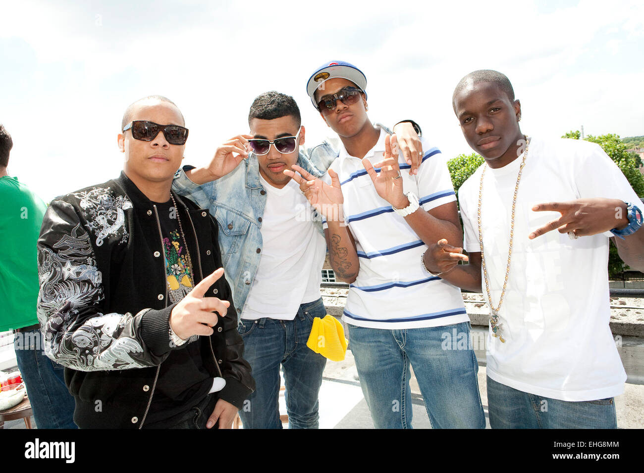 Master ironico Shorty Scoiattolino e Tinchy Stryder a MTV Base barbeque di giugno 2009. Foto Stock