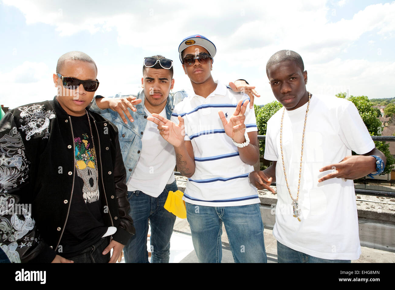 Master ironico Shorty Scoiattolino e Tinchy Stryder a MTV Base barbeque di giugno 2009. Foto Stock