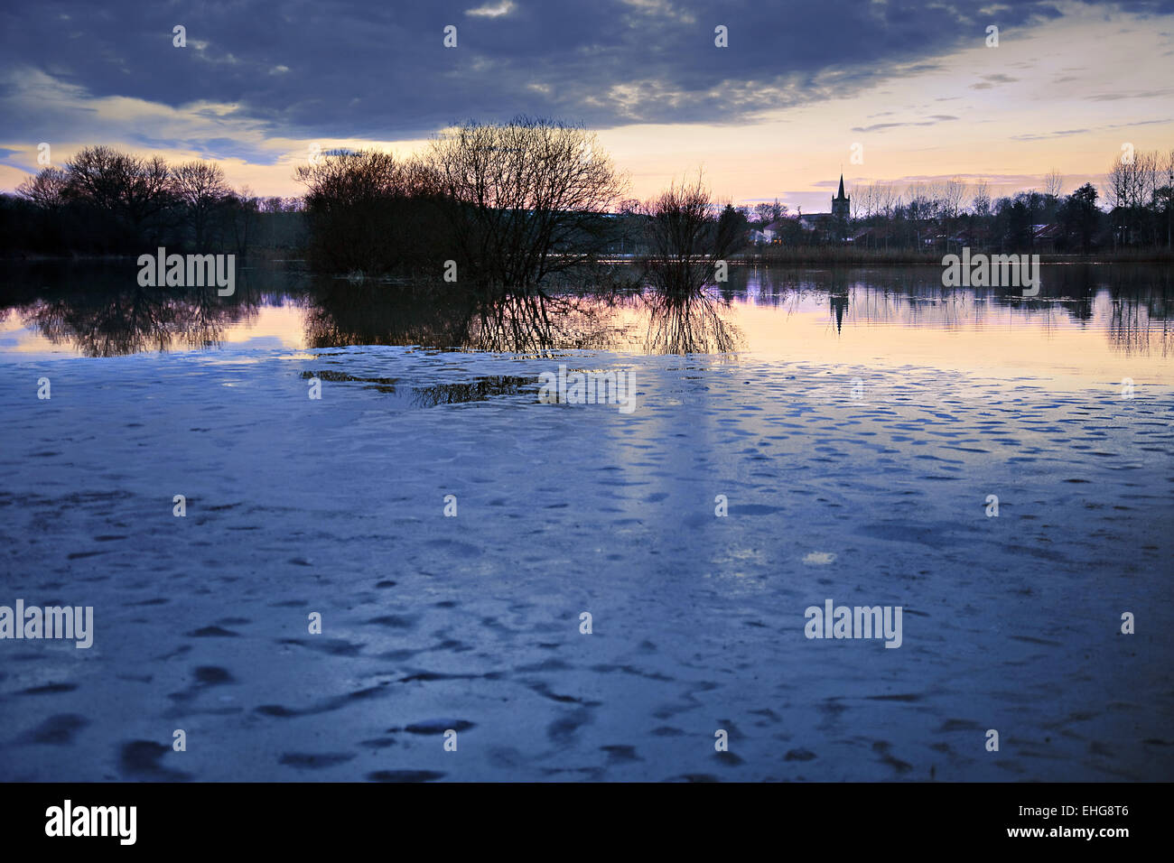 Sul fiume Nied, Pange, Lorena, Francia Foto Stock