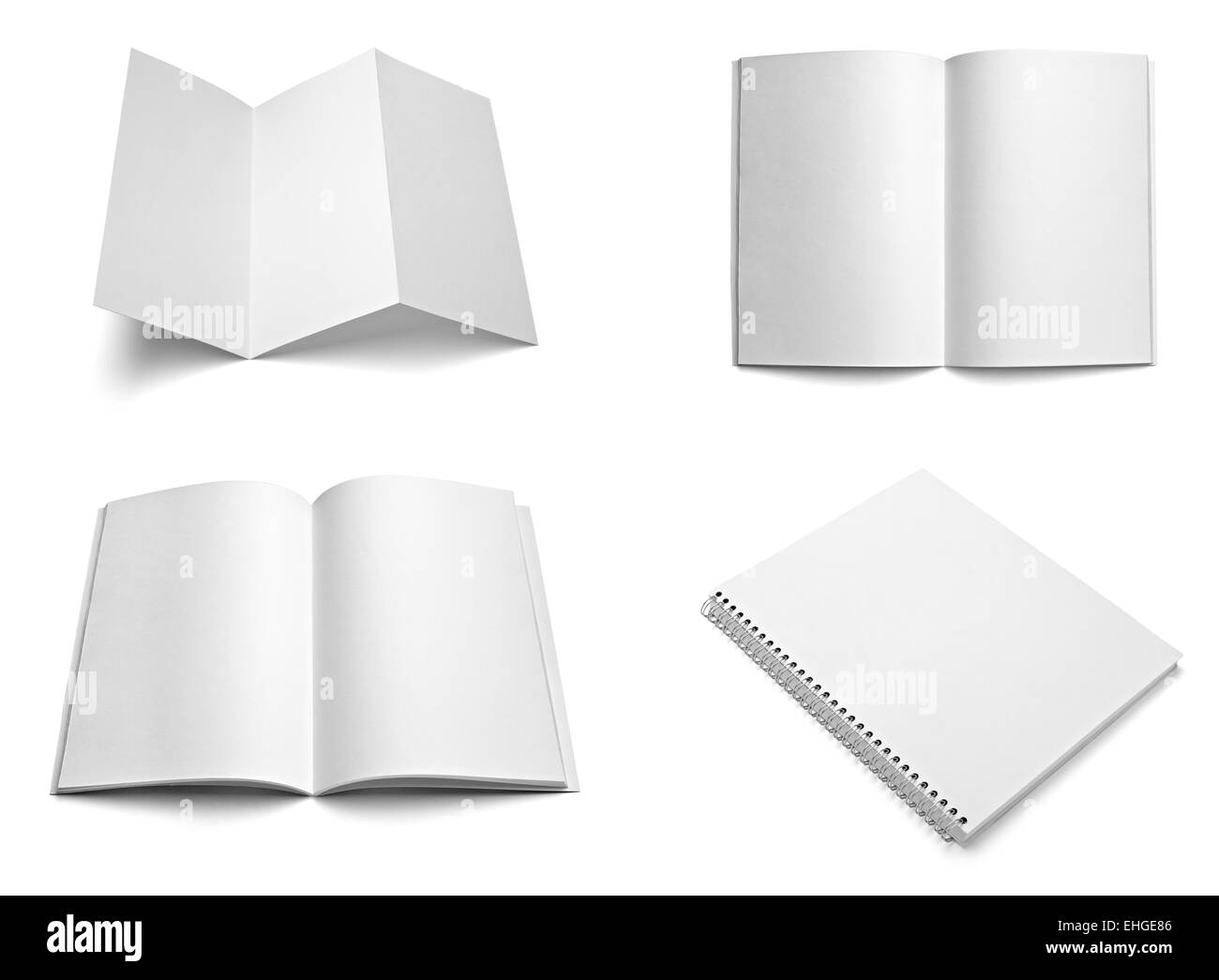 Foglio illustrativo notebook bianco libro di testo vuoto modello di carta Foto Stock