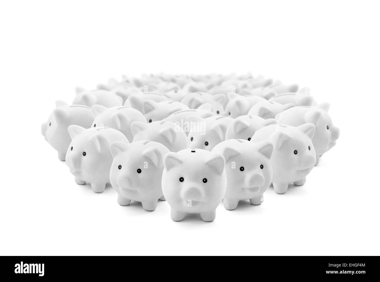 Grande gruppo di bianco piggy banche Foto Stock