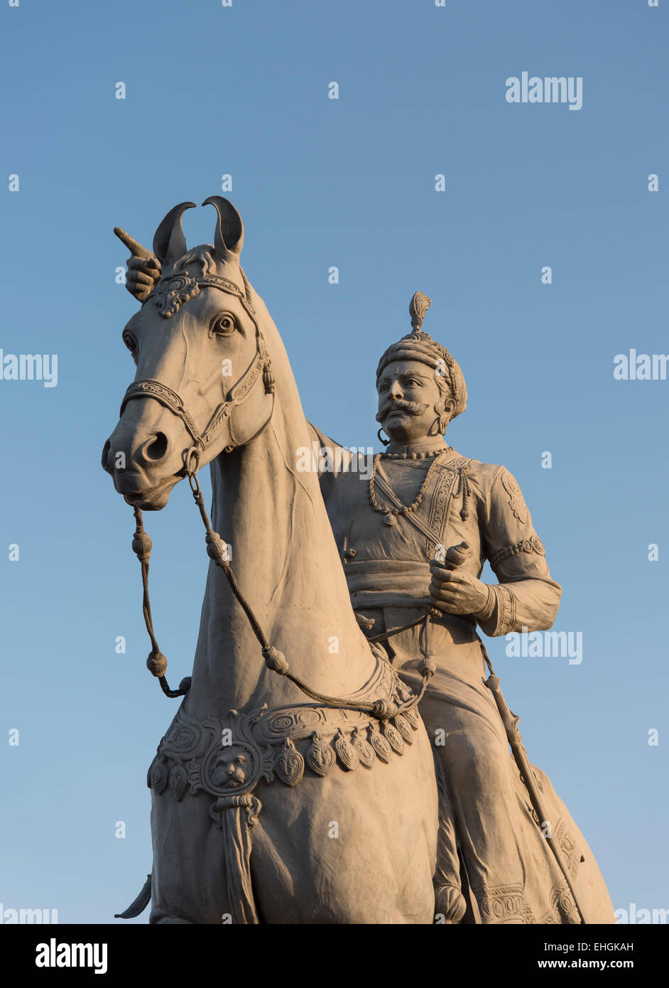 Statua equestre di Rao Jodha Ji, Jodhpur, Rajasthan, India Foto Stock