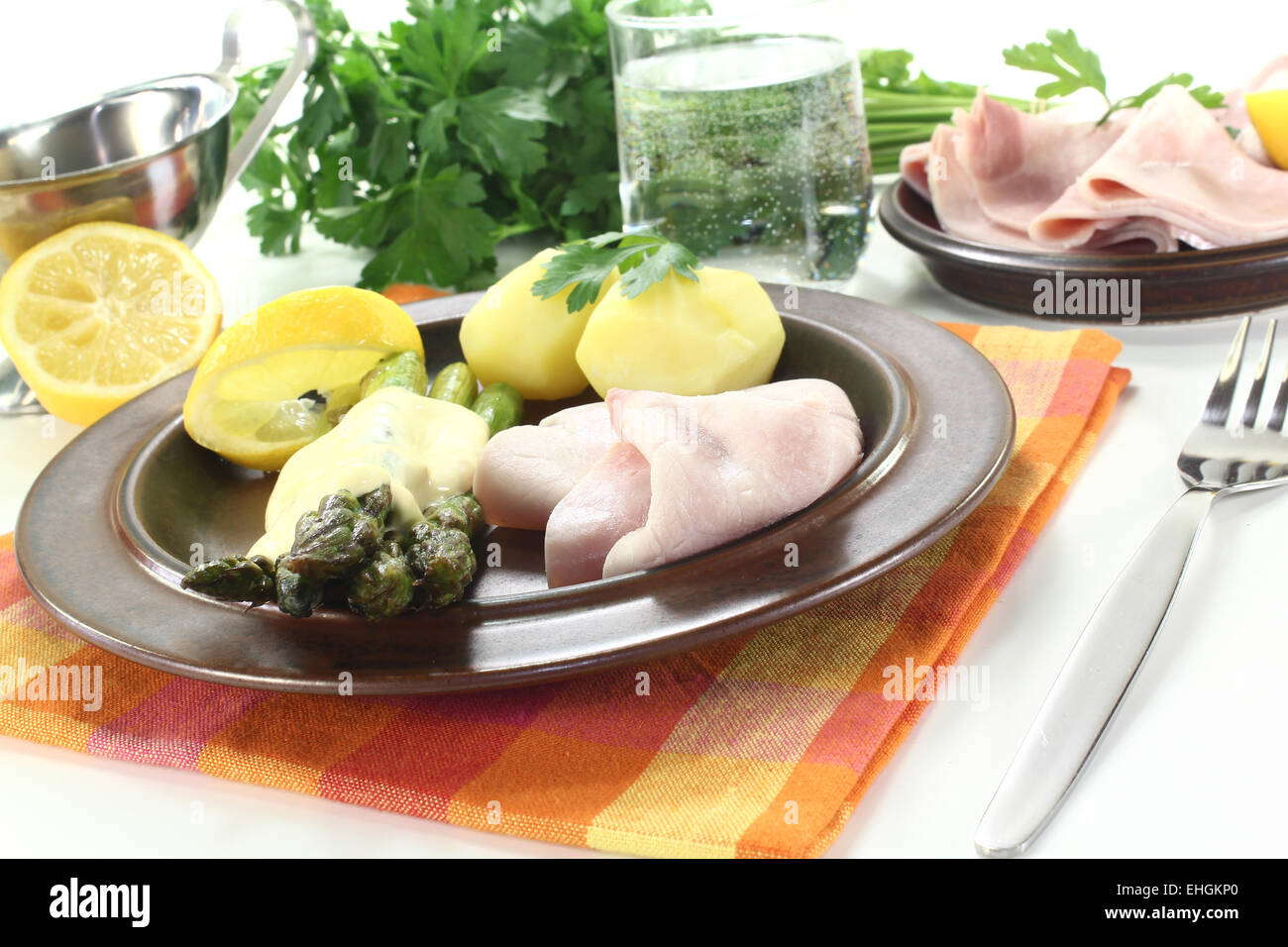 Asparagi con patate Foto Stock