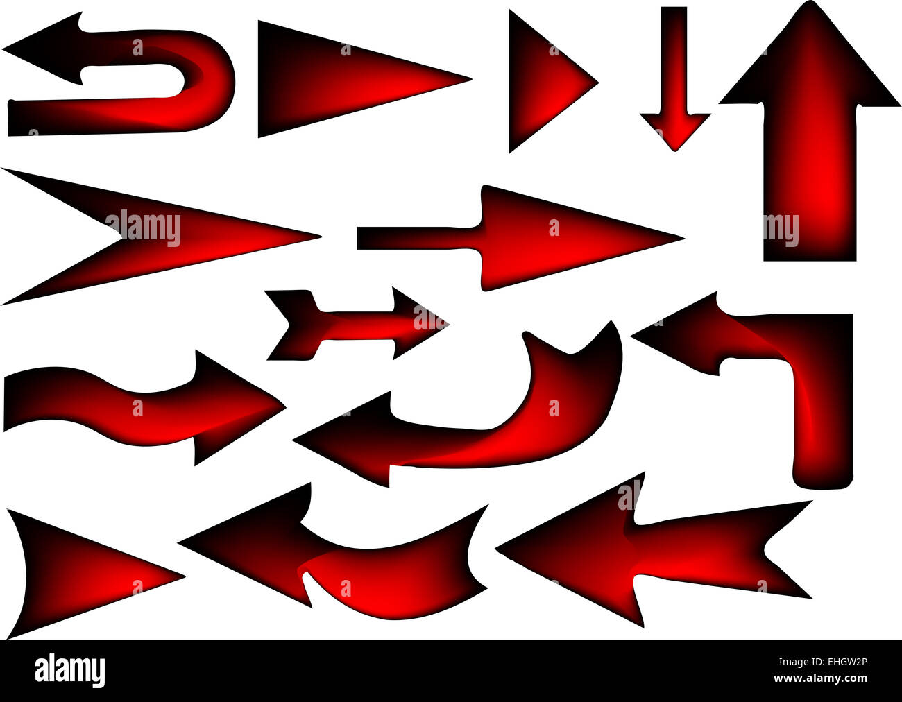 Frecce di colore rosso-nero Foto Stock