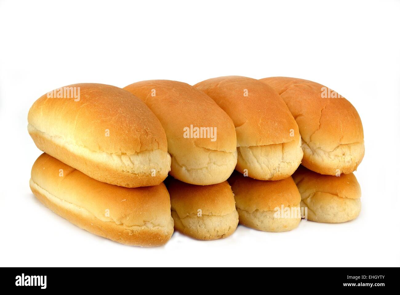 Hot Dog panini su uno sfondo bianco. Foto Stock