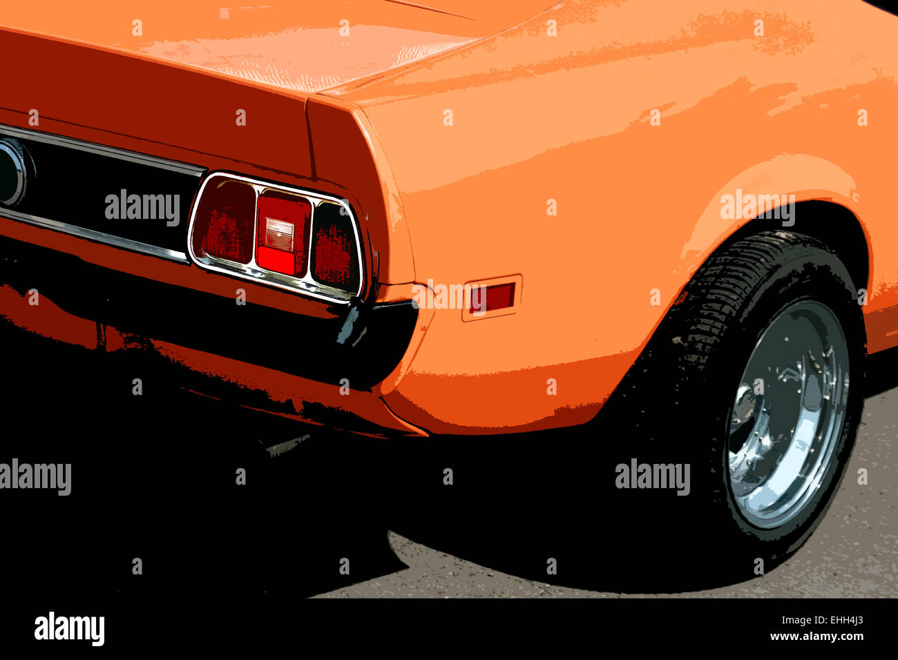 Orange muscle car tail Foto Stock