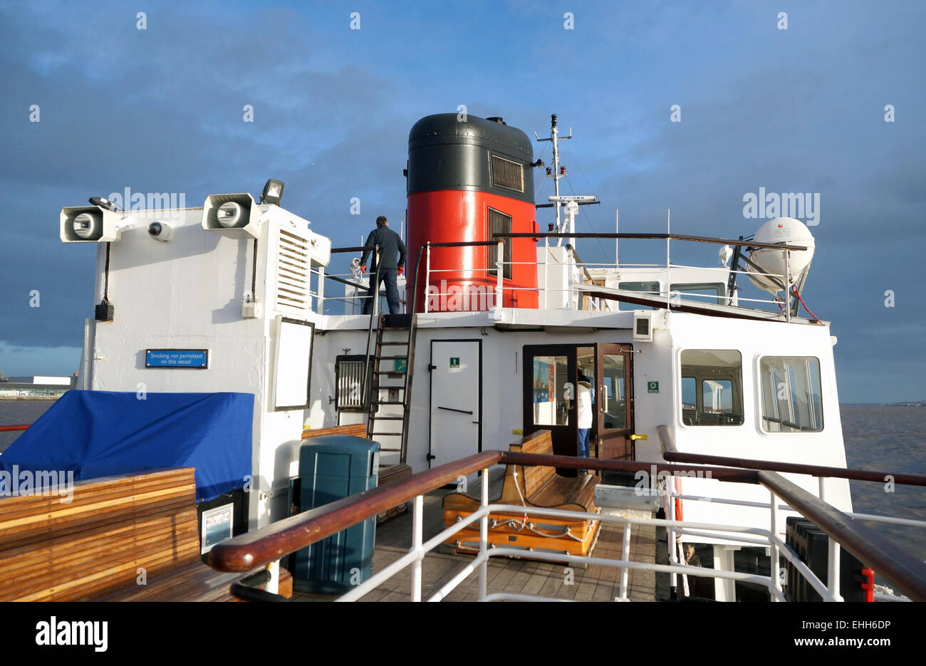 Il piano superiore del Mersey Ferry Foto Stock