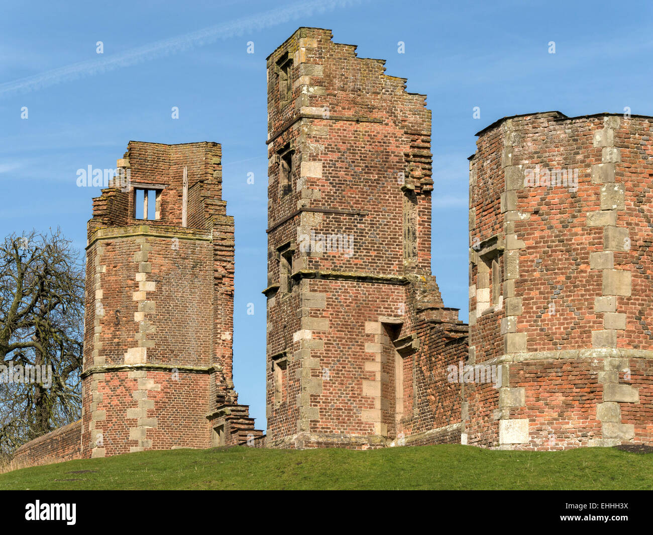 Rovine di Lady Jane Grey's House, Glenfield Lodge Park, Charnwood, Leicestershire, Inghilterra, Regno Unito. Foto Stock