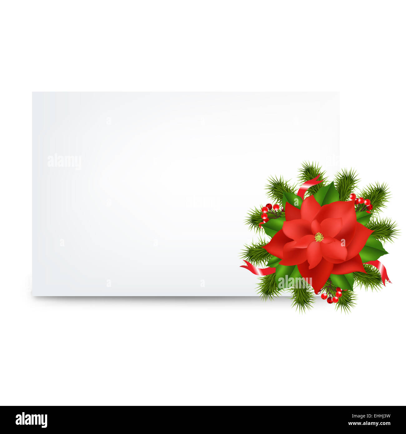 Blank Gift Tag e Pointsettia Foto Stock