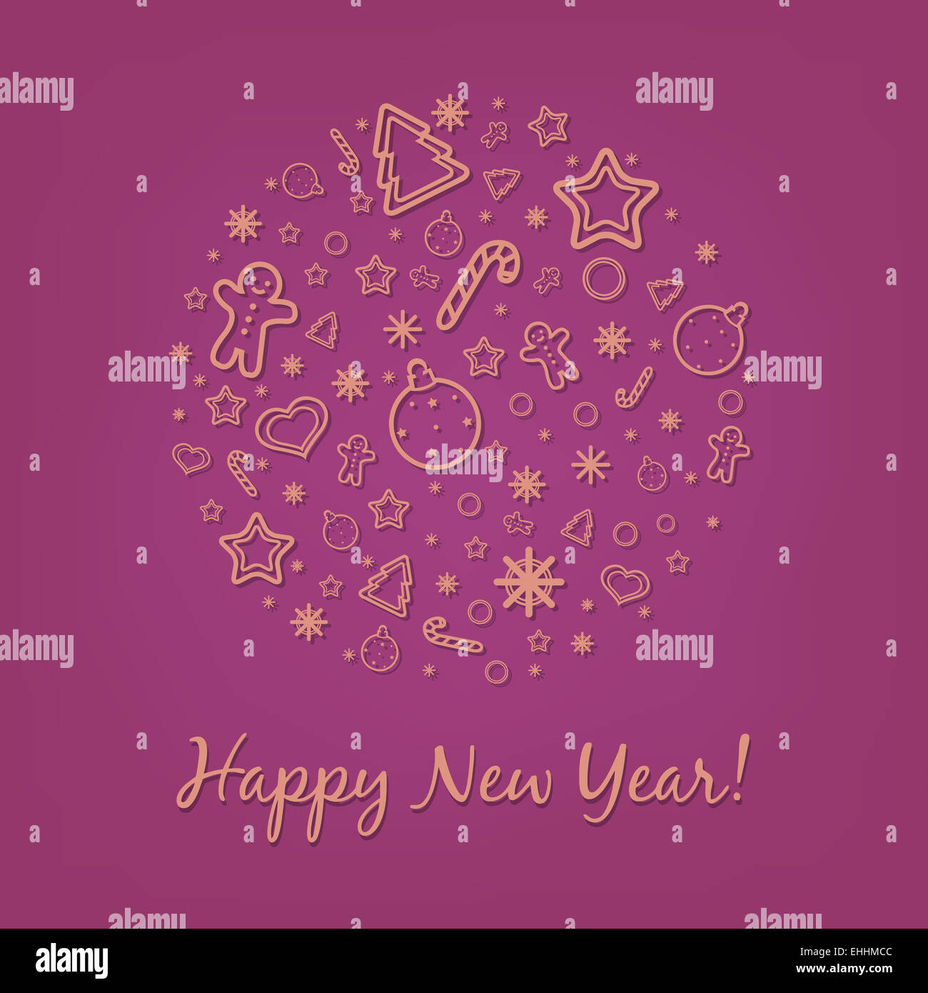 Lilac Felice Anno Nuovo Card Foto Stock