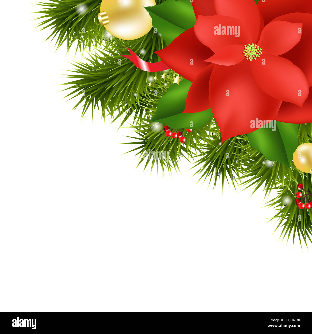 Xmas composizione con Red Poinsettia Foto Stock