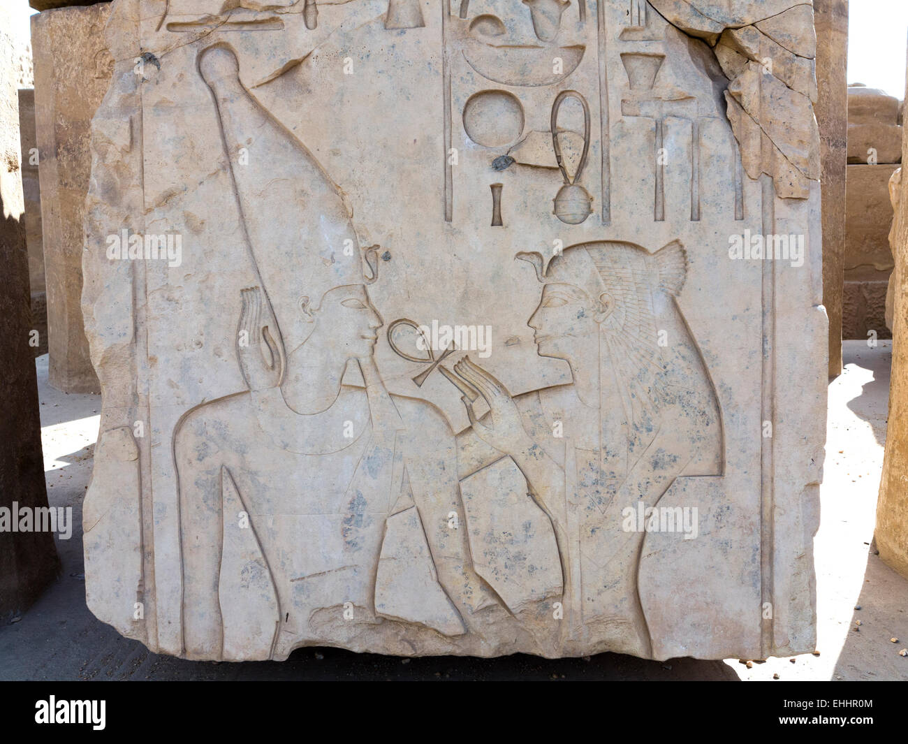 Sollievo nel tempio di Mut il grande a Karnak e Luxor Egitto Foto Stock