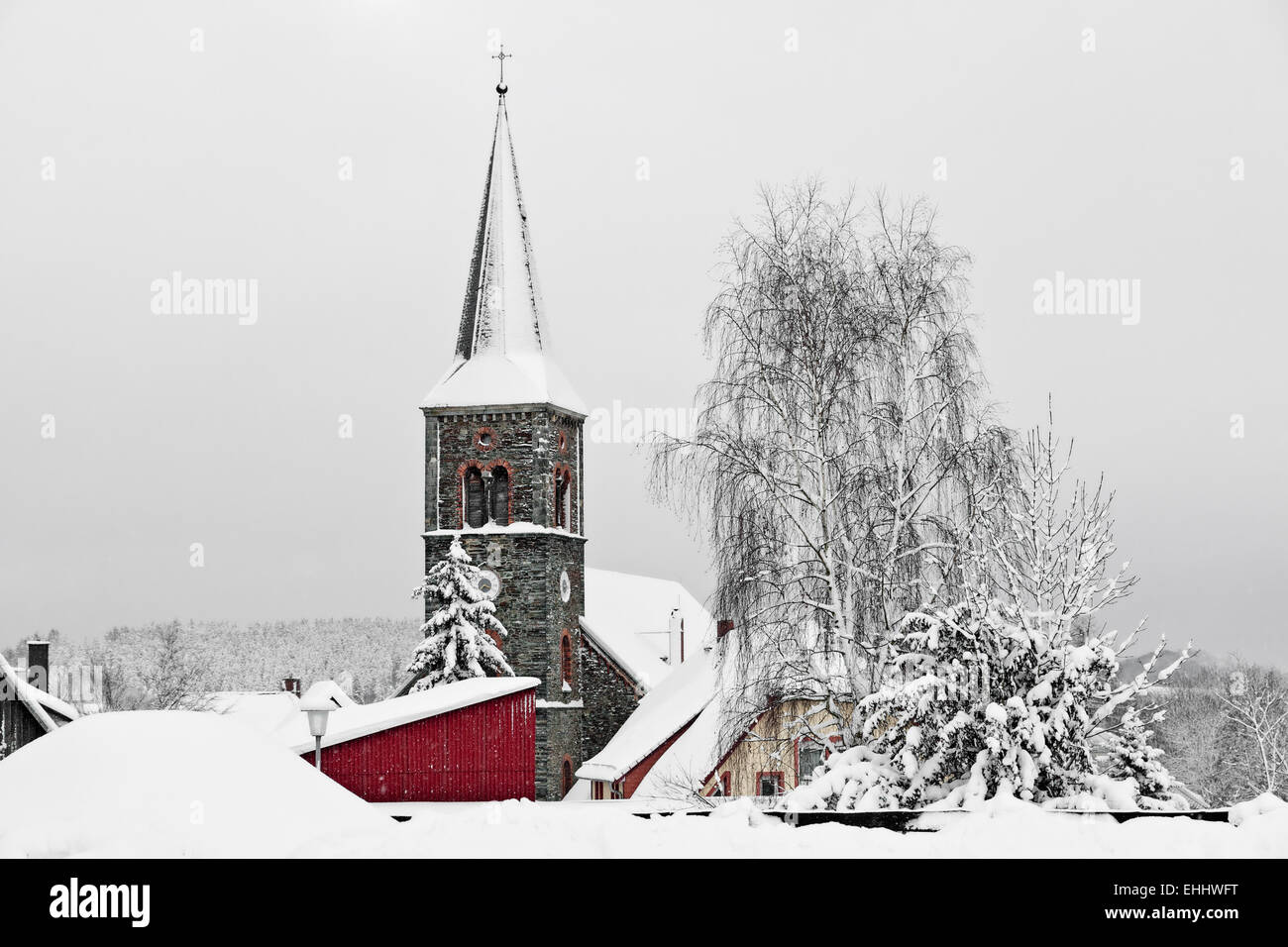 Il campanile della chiesa di Güntersberge Foto Stock