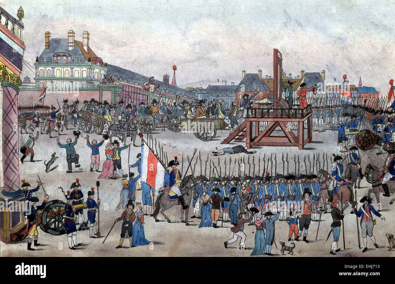 Esecuzione di Robespierre e i suoi sostenitori il 28 luglio 1794. Foto Stock