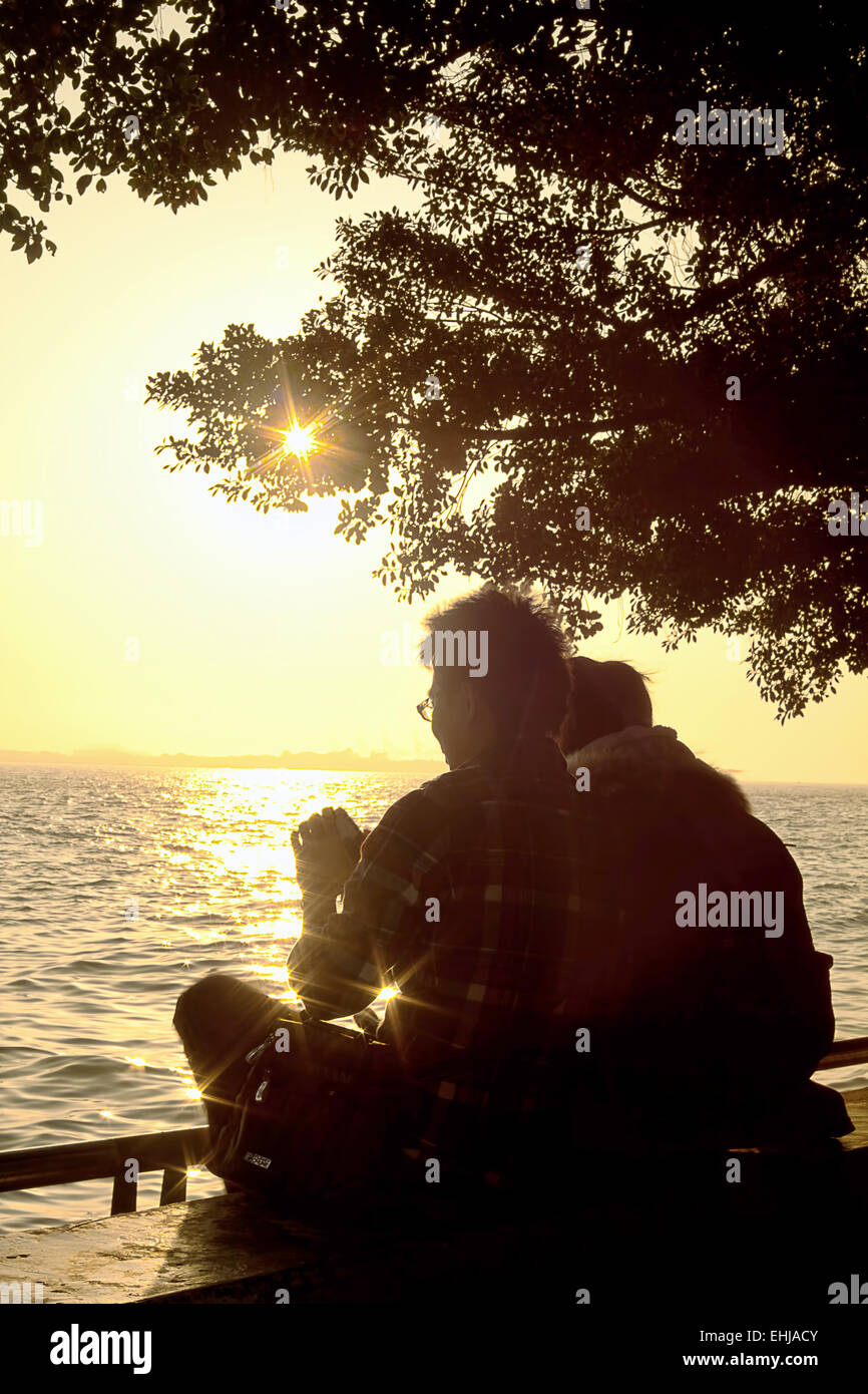 Taiwan Fiume Tamsui tramonto per adv o altri usi Foto Stock