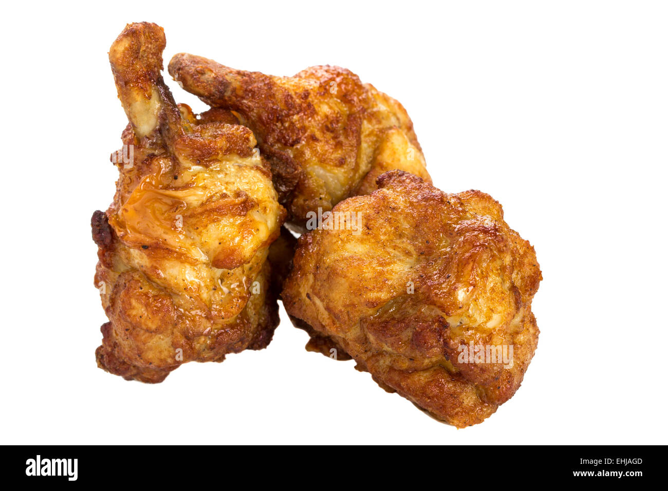 Friggere il pollo isolate su uno sfondo bianco Foto Stock