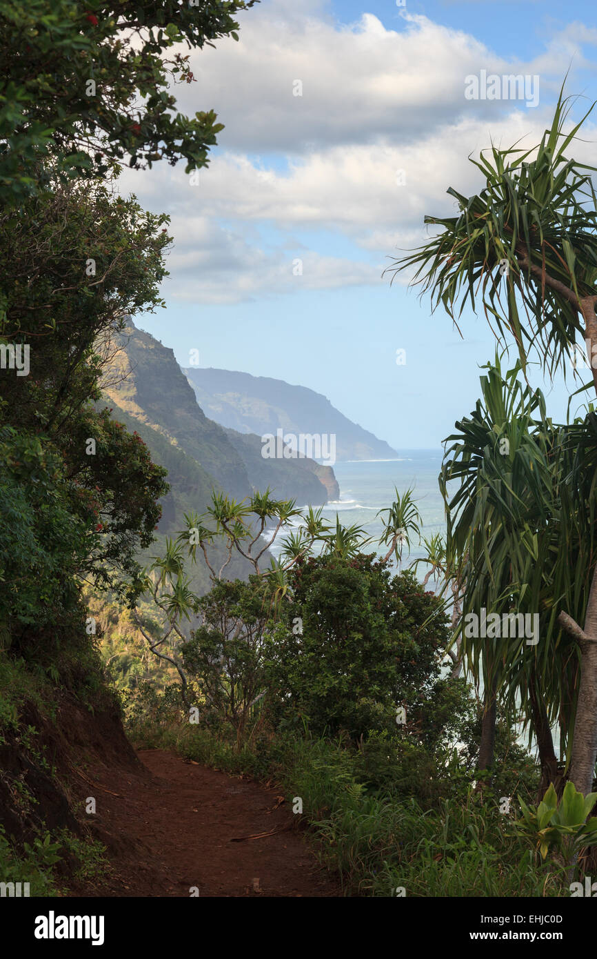 Kalalau Trail escursione costa di Na Pali, Kauai, Hawaii Foto Stock