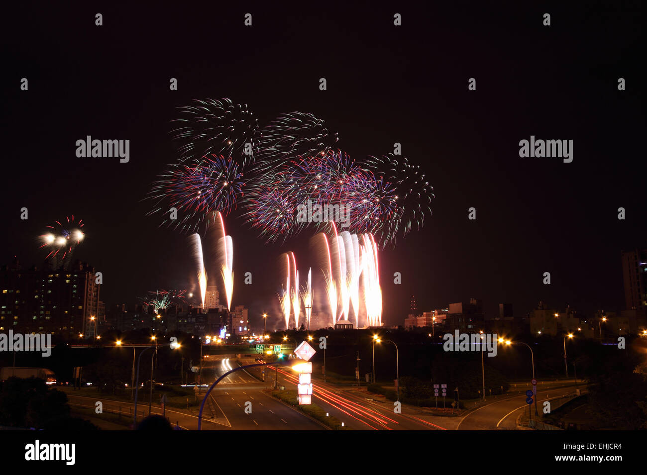 Fuochi d'artificio per il nuovo anno Foto Stock