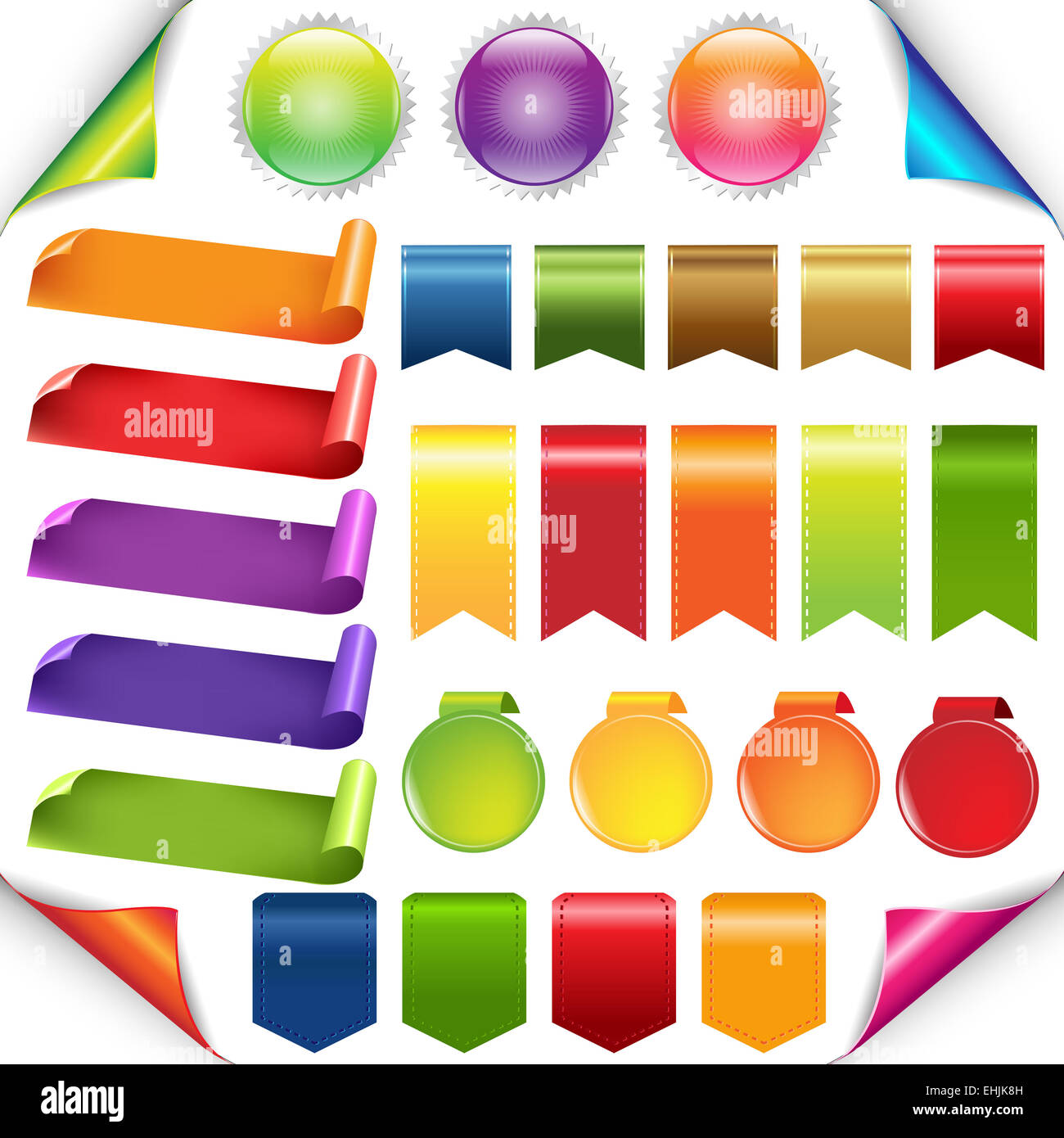 Nastri colorati e set di etichette Foto Stock