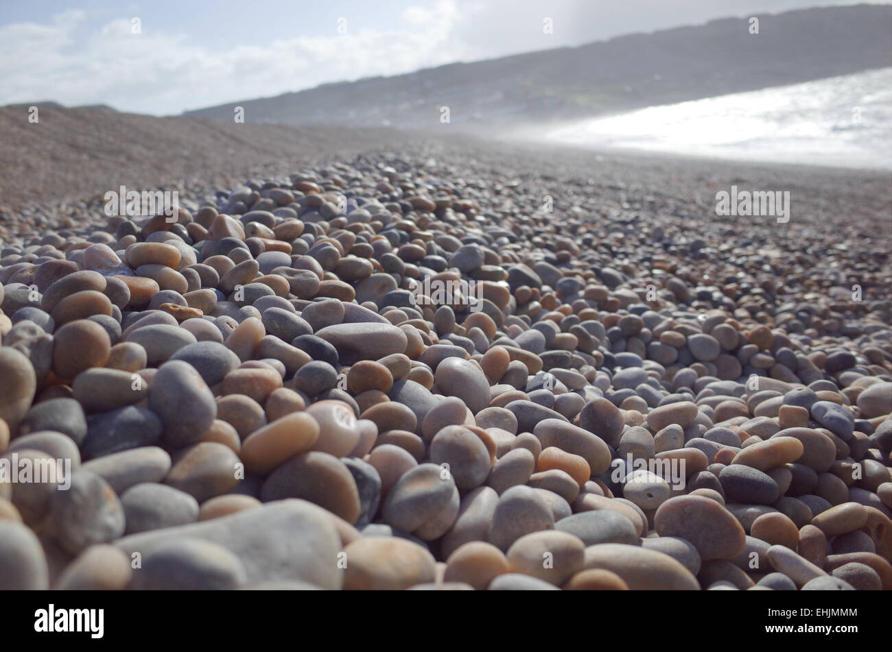 Pebble pietre sulla spiaggia di Portland nel Dorset England Regno Unito Foto Stock