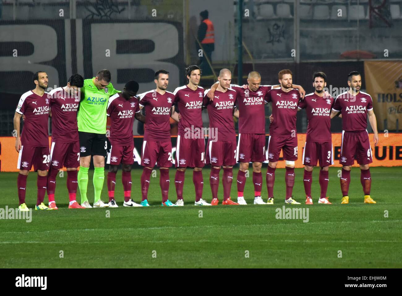 13 marzo 2015: il FC Rapid Bucarest team all'inizio della Liga io gioco tra FC Rapid Bucharest ROU e FC Petrolul Ploiesti ROU a ''Giulesti - Valentin Stanescu'' Stadium, Romania ROU. Catalin Soare/www.sportaction.ro Foto Stock