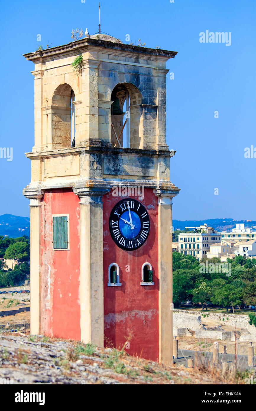 Inglese Interno torre fortezza vecchia, Corfu, l'isola di Corfù, Grecia Foto Stock