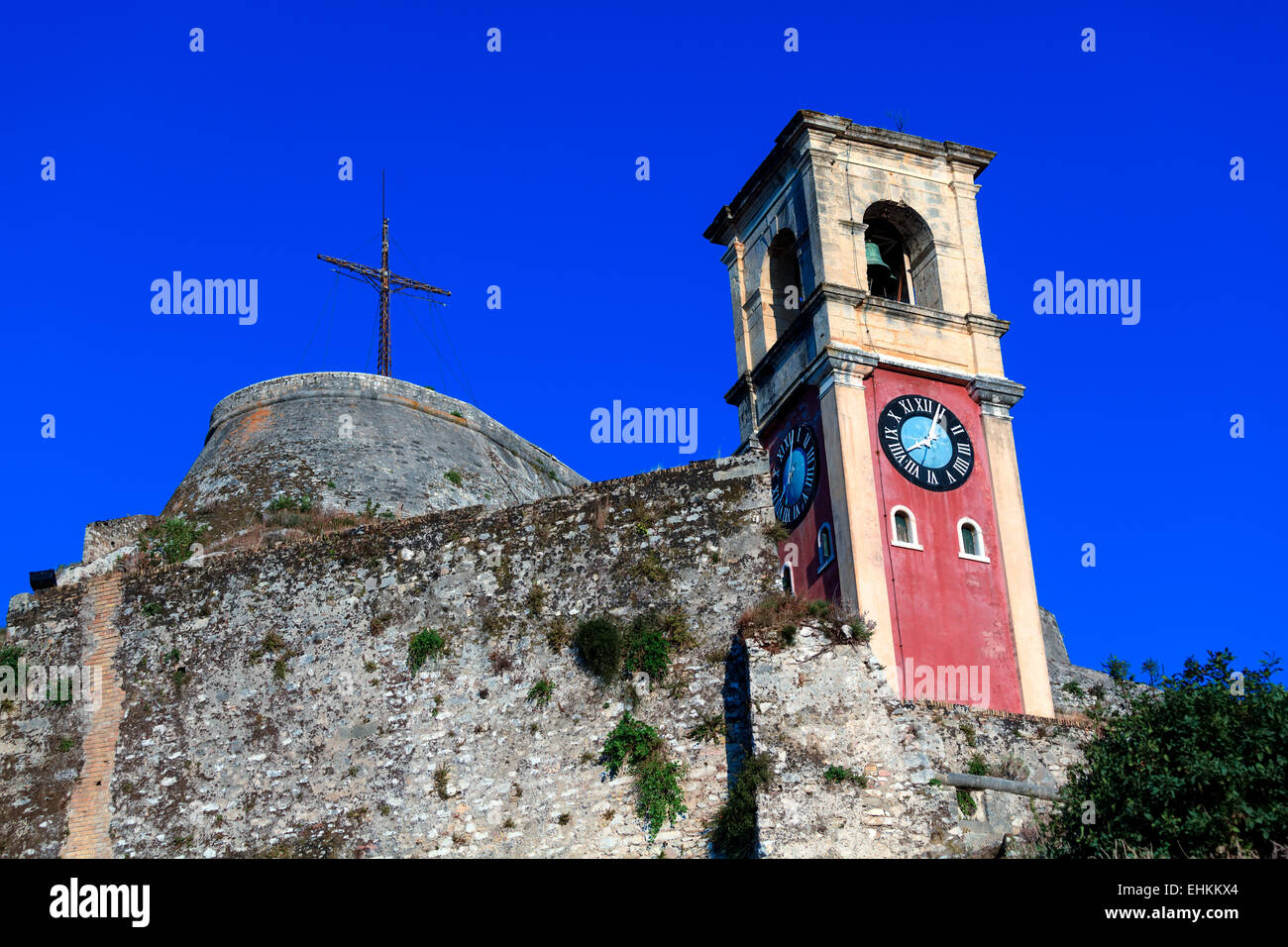 Inglese Interno torre fortezza vecchia, Corfu, l'isola di Corfù, Grecia Foto Stock